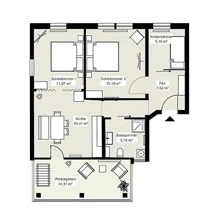 Bunter Hund - Zentrales Apartment, Parkplatz, Wintergarten, Kinderzimmer
